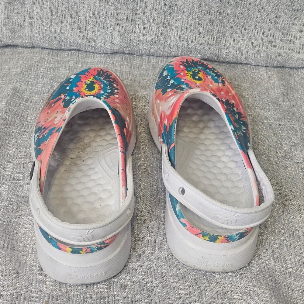 Joybees Everyday Clogs Tie Dye Floral Pink Blue White Kids Size 1 - 2 - Picture 4 of 11